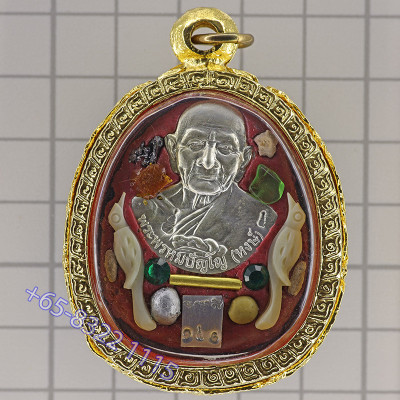 LP Hong Phra Pidta 2556 Ivory Salika, Gold Takrut, Leklai, Hairs
