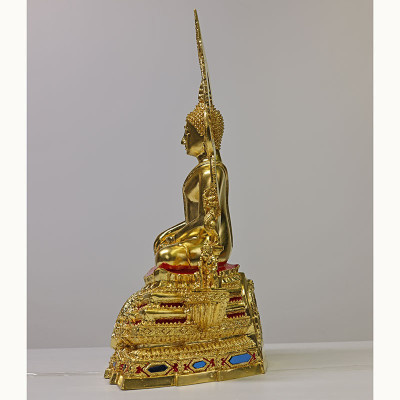 Phra Buddha ChinNaRat 7 Inches Lap Statue 2568 Gold Leaf Pasted