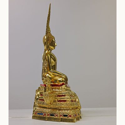 Phra Buddha ChinNaRat 7 Inches Lap Statue 2568 Gold Leaf Pasted