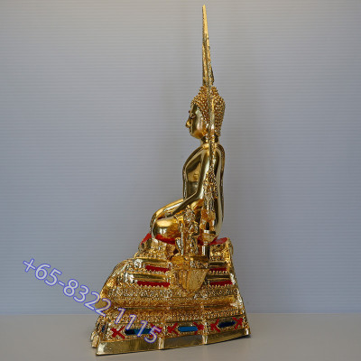 S/n:782 Phra Buddha ChinNaRat 5 Inches Lap Statue, Wat Yai 2568 Gold Leaf Pasted