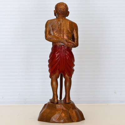 S/n:816 LP Kloy 2554 HoonPaYong Statue Height 10.5cm Wat PuKowThong, Gold Plated Takrut