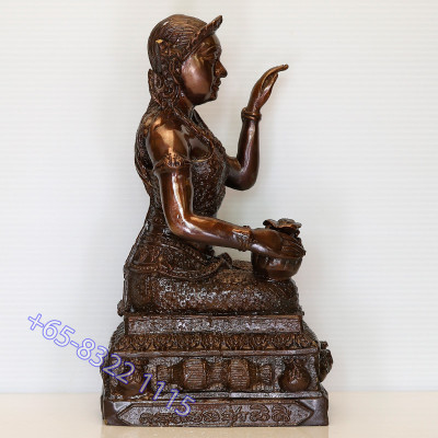招财女神金身,佛历2559,Wat BangPhra,3英寸腿,高 23cm
