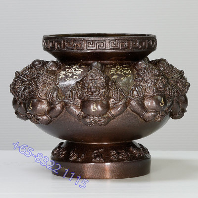 9 Famous Monks Chanted LP Nu-Inn 2557 Phra Rahu Joss Stick Burner, Height 11.5cm (S)