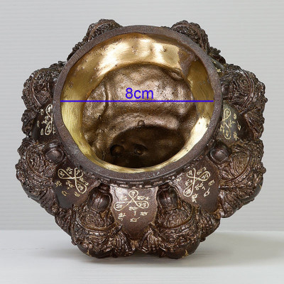 9 Famous Monks Chanted LP Nu-Inn 2557 Phra Rahu Joss Stick Burner, Height 11.5cm (S)