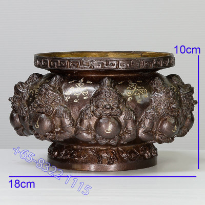 9 Famous Monks Chanted LP Nu-Inn 2557 Phra Rahu Joss Stick Burner, Height 10cm (M)