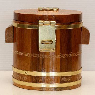 Wealthy Wood Money Bank with Yant, Wat BangPhra 2559 ID 8.5 cm