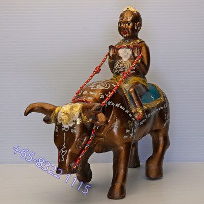 S/n:603 LP Yam 2551 KuManThong Ride Cow Statue Wat Sam Ngam