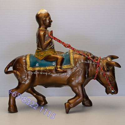 S/n:603 LP Yam 2551 KuManThong Ride Cow Statue Wat Sam Ngam