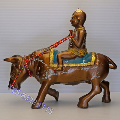 S/n:603 LP Yam 2551 KuManThong Ride Cow Statue Wat Sam Ngam