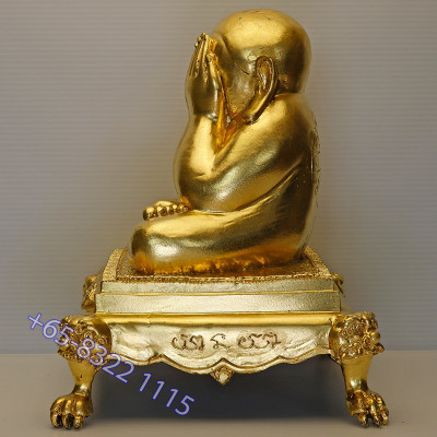 LP Koon 2556 Phra Pidta Gold Pasted Statue 22cm S/n:49 Made 100