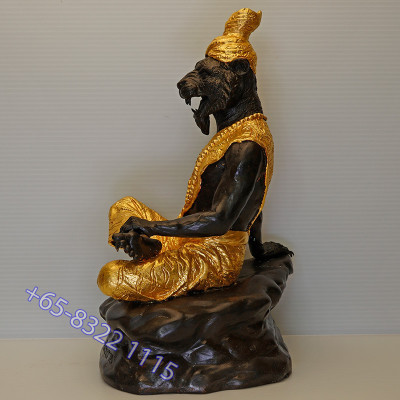 S/n:728 LP Nien 2555 Tiger Head Phra Lersi Gold Pasted Statue