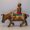 S/n:989 LP Yam 2551 KuManThong Ride Cow Statue 19cm Wat Sam Ngam