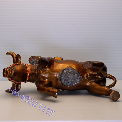 S/n:989 LP Yam 2551 KuManThong Ride Cow Statue 19cm Wat Sam Ngam
