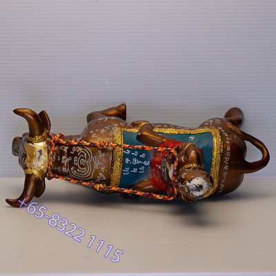 S/n:989 LP Yam 2551 KuManThong Ride Cow Statue 19cm Wat Sam Ngam