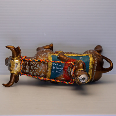 S/n:989 LP Yam 2551 KuManThong Ride Cow Statue 19cm Wat Sam Ngam