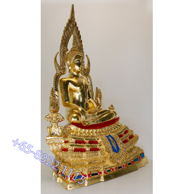 S/n:580 Phra Buddha ChinNaRat 5 Inches Lap Statue, Wat Yai 2568 Gold Leaf Pasted