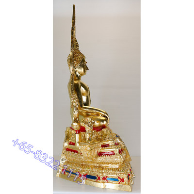 S/n:580 Phra Buddha ChinNaRat 5 Inches Lap Statue, Wat Yai 2568 Gold Leaf Pasted