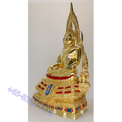 S/n:580 Phra Buddha ChinNaRat 5 Inches Lap Statue, Wat Yai 2568 Gold Leaf Pasted