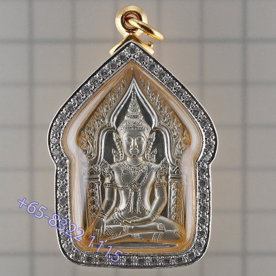 LP Namfon Wat Phailom 佛历2552 帕坤平 银质4cm，意大利镀金外壳