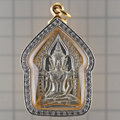 LP Namfon Wat Phailom 佛历2552 帕坤平 银质4cm，意大利镀金外壳