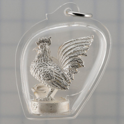 S/n:6 Silver PaYa Kai, Wealthy King Rooster, KuBa KamPeng 2559 Silver Plated Takrut