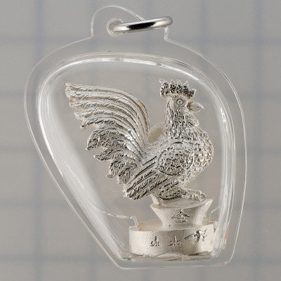 S/n:6 Silver PaYa Kai, Wealthy King Rooster, KuBa KamPeng 2559 Silver Plated Takrut