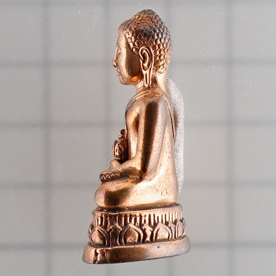 药师佛，Wat Khao Aor LP Glun & 阿赞坤潘，佛历2545加持，九宝铜混合金，银底编号：175