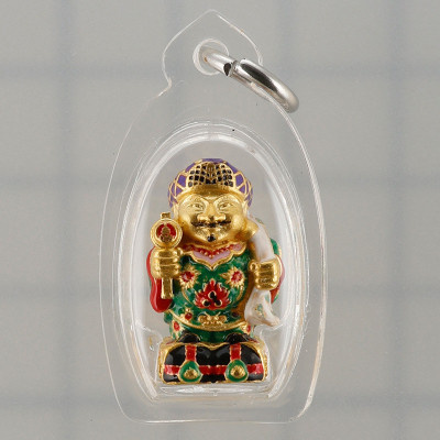 Phra 大黑天财神 ChaoSua 2567 KruBa Chai Ya, Gold Plated Longya 1.9cm
