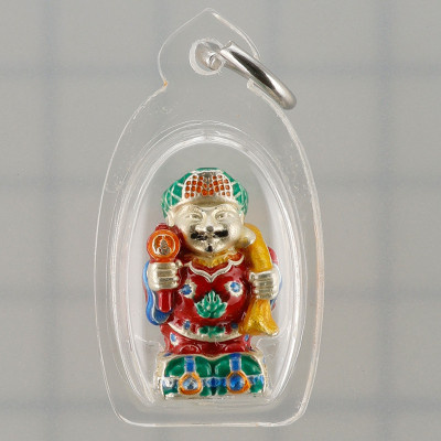 Phra 大黑天财神 ChaoSua 2567 KruBa Chai Ya, Silver Plated Longya 1.9cm