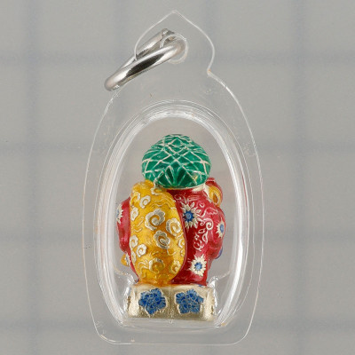 Phra 大黑天财神 ChaoSua 2567 KruBa Chai Ya, Silver Plated Longya 1.9cm