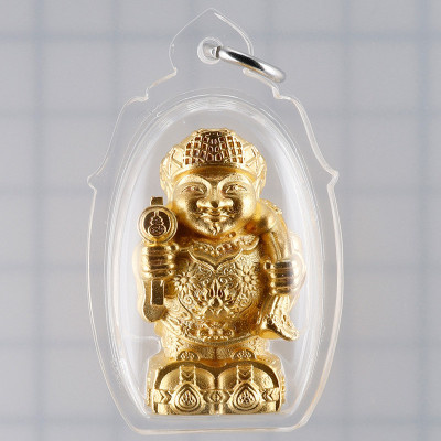 Phra 大黑天财神 ChaoSua 2567 KruBa Chai Ya, Gold Plated 3.5cm