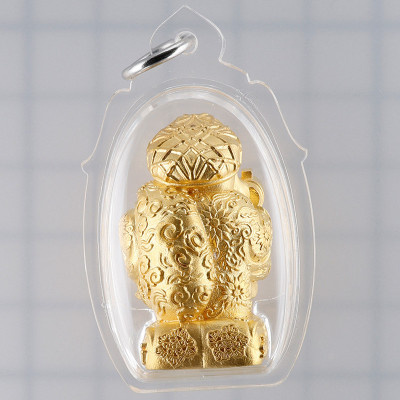 Phra 大黑天财神 ChaoSua 2567 KruBa Chai Ya, Gold Plated 3.5cm