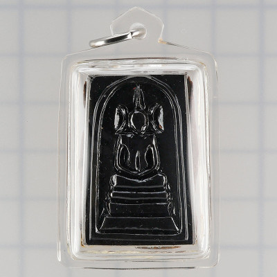 LP Hong 2556 Phra Somdej, Silver Takrut, Hairs, Ruby, Wood 3.8cm