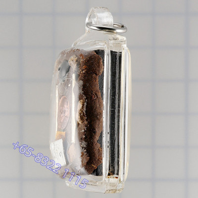 LP Hong 2556 Phra Somdej, Silver Takrut, Hairs, Ruby, Wood 3.8cm
