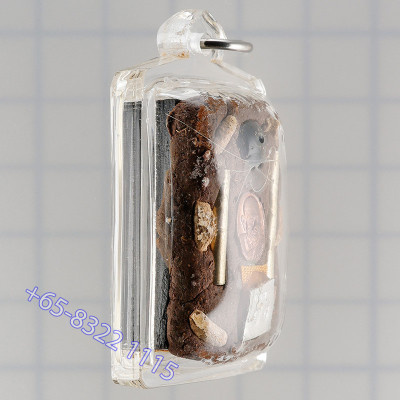 LP Hong 2556 Phra Somdej, Silver Takrut, Hairs, Ruby, Wood 3.8cm