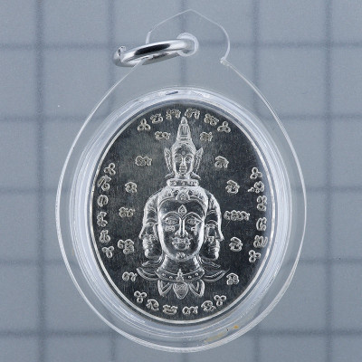 银做600尊编号：229 Ajahn Tiew 佛历2557，四面佛，银3.1cm Wat MaNeeChonLaKhan