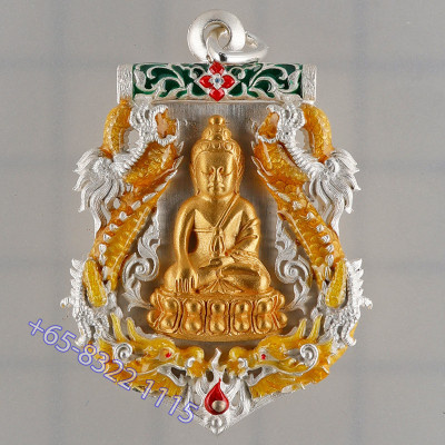 做29尊编号:19，药师佛，25克银双面纯金佛，僧王100岁周年瓦波翁佛历2554大法会