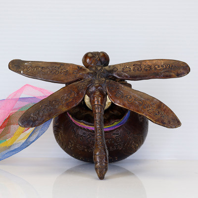 第一批 龙莆 Chak 招财 蜻蜓 & 钱袋 金身 三宝铜 9cm 编号:314