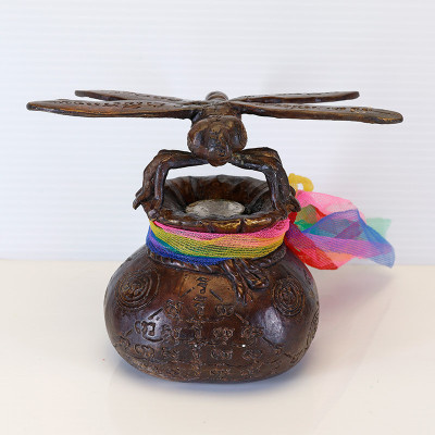 第一批 龙莆 Chak 招财 蜻蜓 & 钱袋 金身 三宝铜 9cm 编号:314