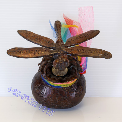 第一批 龙莆 Chak 招财 蜻蜓 & 钱袋 金身 三宝铜 9cm 编号:314