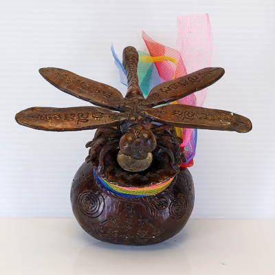 1st Batch LP Chak Wealth Dragonfly & Money Bag Statue Samlit 9cm S/n:314