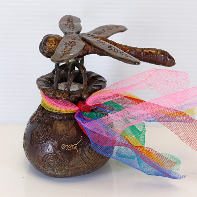 第一批 龙莆 Chak 招财 蜻蜓 & 钱袋 金身 三宝铜 9cm 编号:314