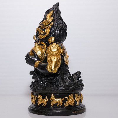 S/n:246 LP Kloy 2555 Phra Rahu Statue Gold Pasted, Takrut Wat PuKowThong