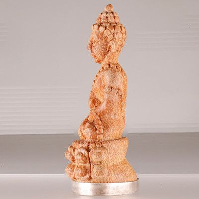 Made 279 Lp Sakorn 2552 Phra Kring Wood Silver Base 5cm S/n:260 Italy Gold Casing