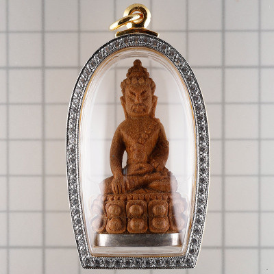 Made 279 Lp Sakorn 2552 Phra Kring Wood Silver Base 5cm S/n:260 Italy Gold Casing