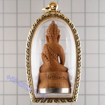 Made 279 Lp Sakorn 2552 Phra Kring Wood Silver Base 5cm S/n:260 Italy Gold Casing