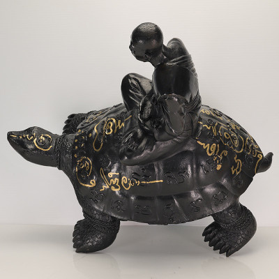 龙婆刘,招財龟7寸底金身,龙婆SaiChon加持,佛历2556,高28cm