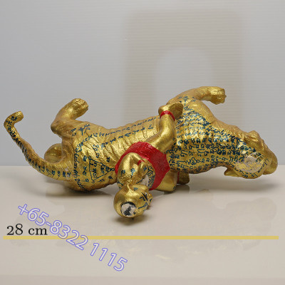 LP Yam B.E.2552 KuMan Ride Tiger Statue Made 700pcs S/n:220 Wat Sam Ngam
