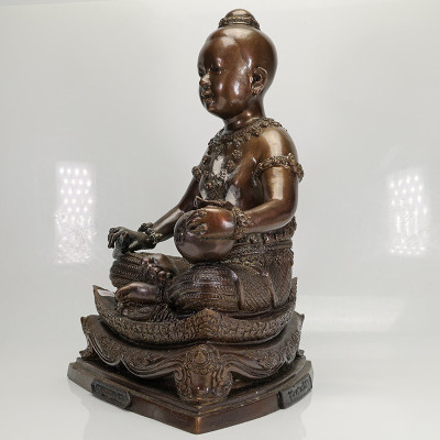 Made 500 S/n:129 LP Hong 2554 Thep Kuman Statue 25cm Money Bag & Sword Version