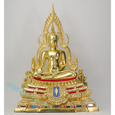 编号:850金納叻佛祖 5寸脚金身，佛历2568，金箔粘贴，高32.5cm